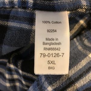 King Size Shirts - Mens soft brushed shirt in blue plaid King Size Shirts - Mens soft brushed shirt in blue plaid